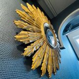 Sun Wall Lamp (70 cm) - Witch's Mirror, Gilded Carved Wood, ca 1950