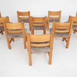 Set of 10 pinewood dining chair in the style of Ate van Apeldoorn, The Netherlands 1970's