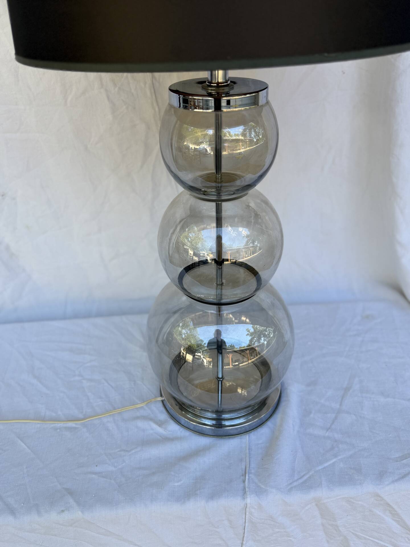 Large glass table lamp Delmas 1970