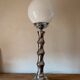 Vintage 1970s chrome globe lamp with bamboo-like finish