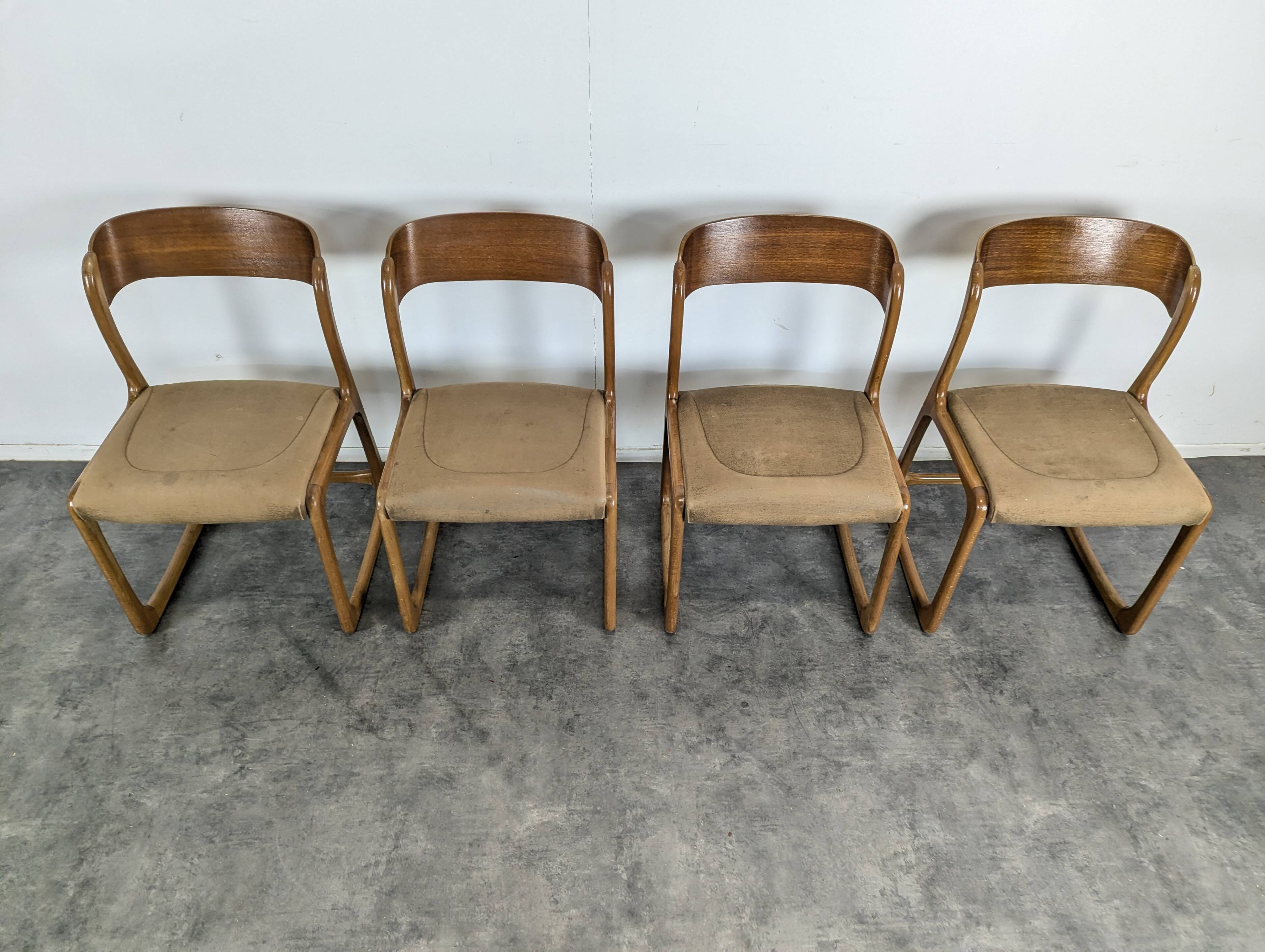 Set of 4 Baumann sled chairs