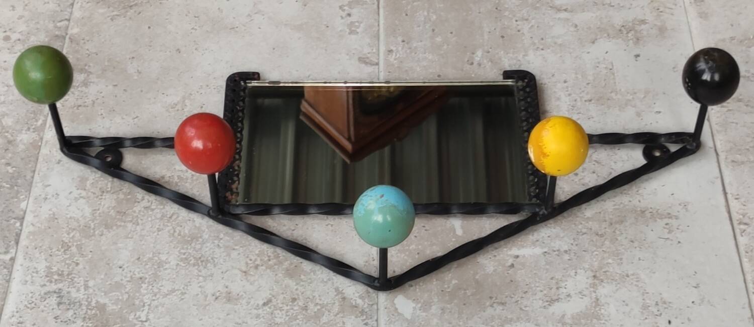 Vintage wall mirror coat rack