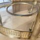 Oval golden brass rolling dessert trolley, Maison Jansen style, 1960s.