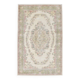 Tapis persan floral vert clair et beige, 204x320 cm