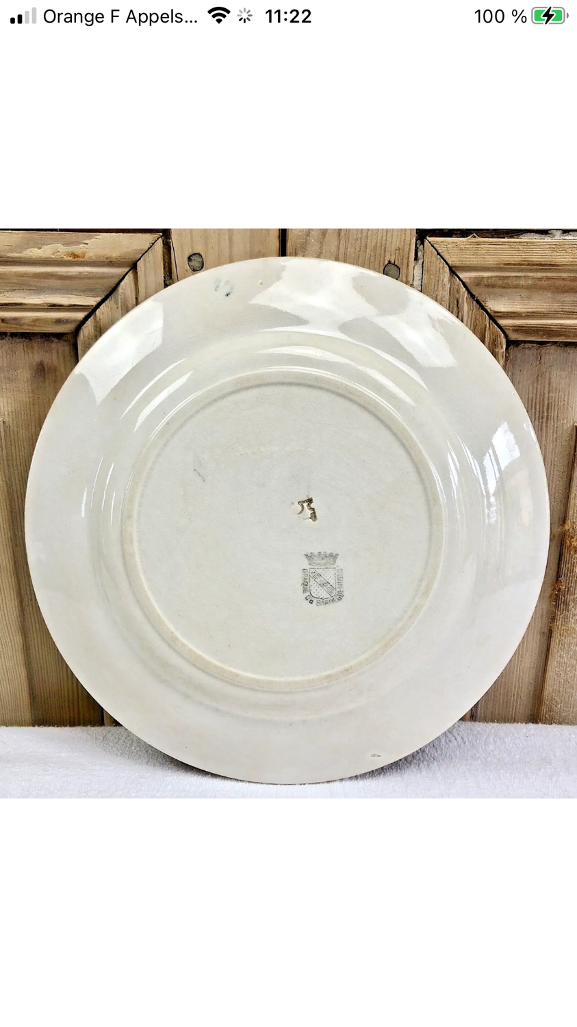 7 dessert plates XIX Sarreguemines stencil decoration