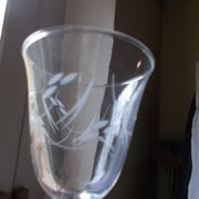 Set of 6 antique decorated wine glasses.