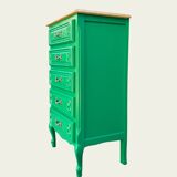 Vintage green oak chest of drawers from the 1960s.