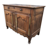 Buffet bas ancien Louis XV en châtaignier à 2 portes et 1 tiroir.