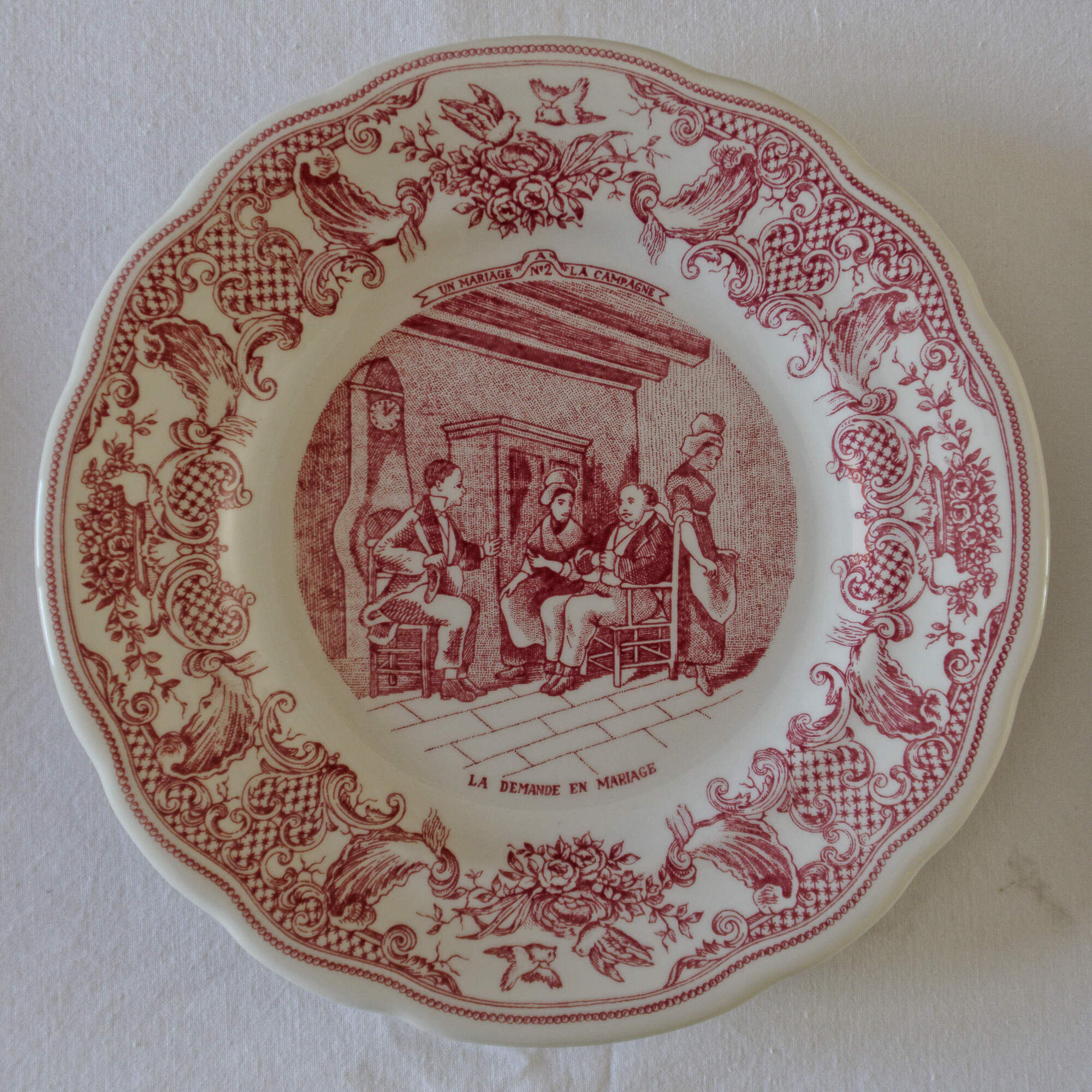 Lot 6 plates with dessert Gien "wedding in the countryside"