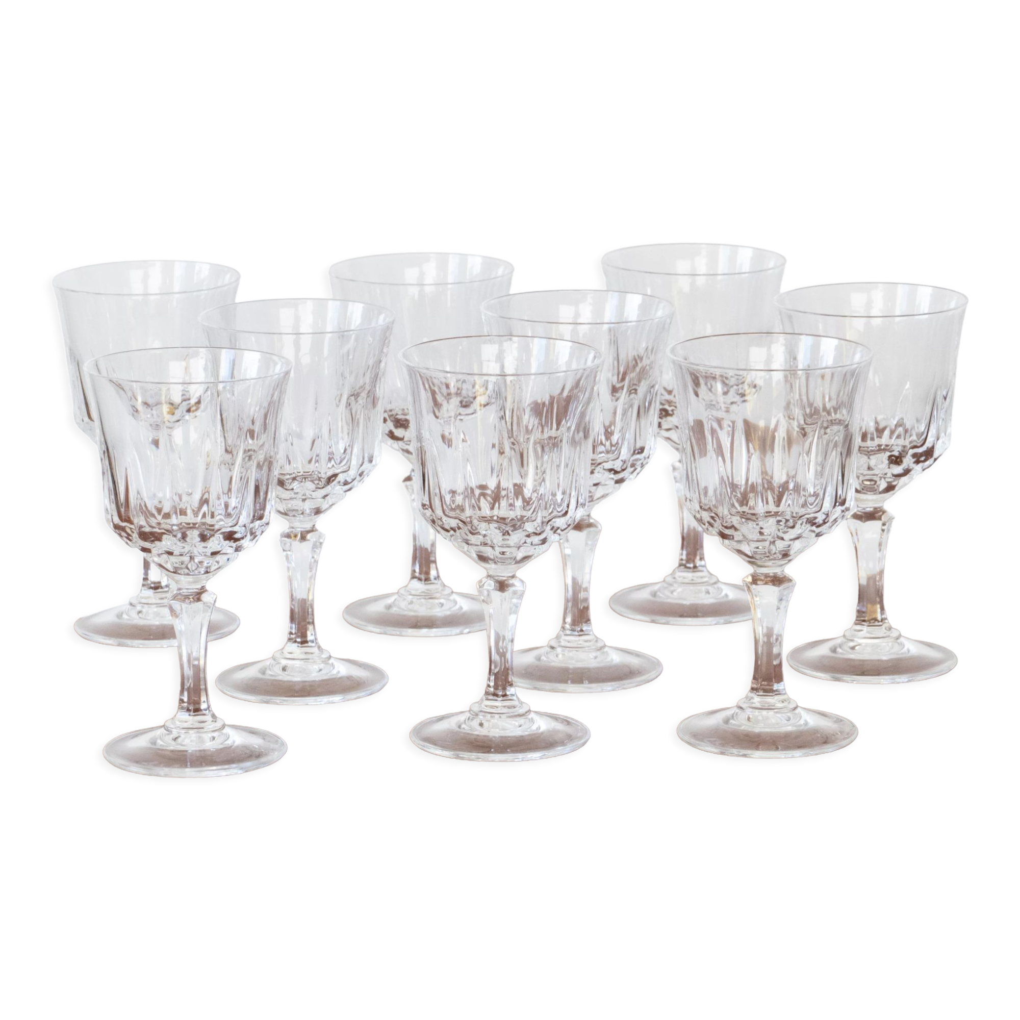 9 antique crystal stemmed glasses