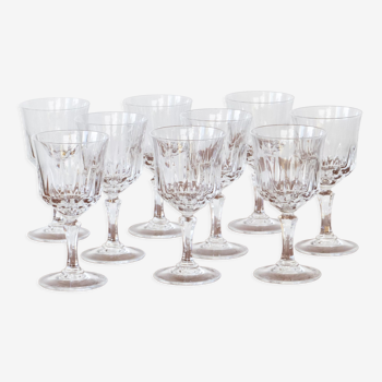 9 verres à pied anciens en cristal