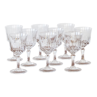 9 antique crystal stemmed glasses