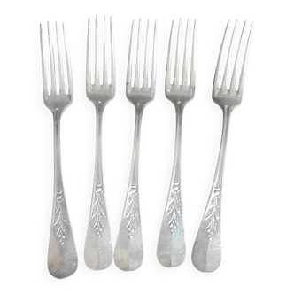 5 Christofle Canals Laurier Forks Silver Metal