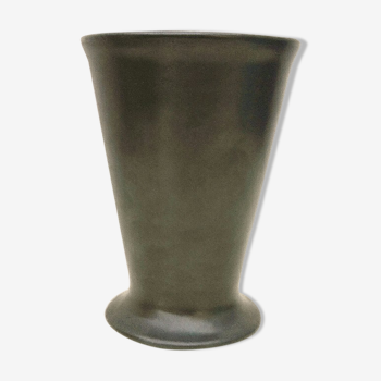 Vase en céramique noir irisé vintage