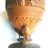 Pot à tabac bois sculpté Forêt Noire, urne aux Oiseaux Black Forest Napoléon III