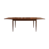 Table à manger extensible en teck, pieds fuseaux, années 60
