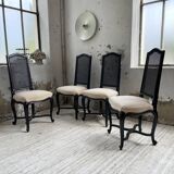 Set of 4 black lacquer chairs