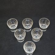 6 Verres A Liqueur / Digestif En Cristal Gravé Craquelé Craquelures
