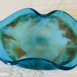 Blue and gold art deco glass dish