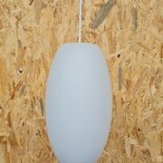Oval pendant light in white opaline 1960