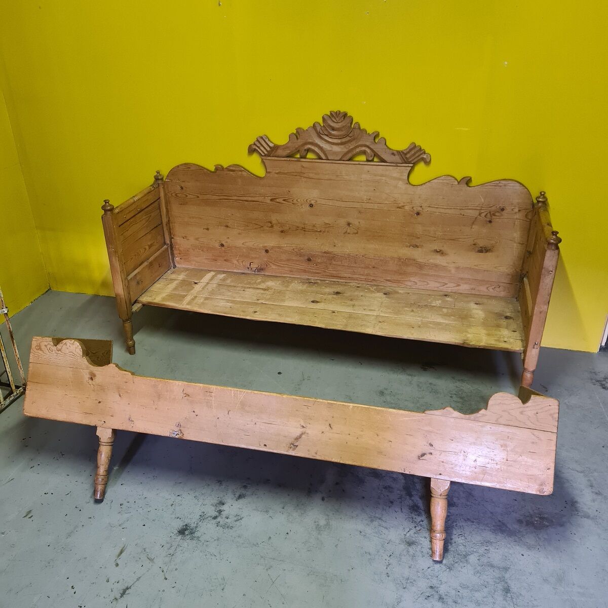Antique Swedish Pine Kitchen Bench. Second half 19th century,