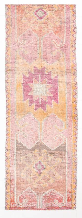 Pink & Orange Oriental Vintage Runner Rug, 101x301Cm