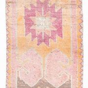 Pink & Orange Oriental Vintage Runner Rug, 101x301Cm
