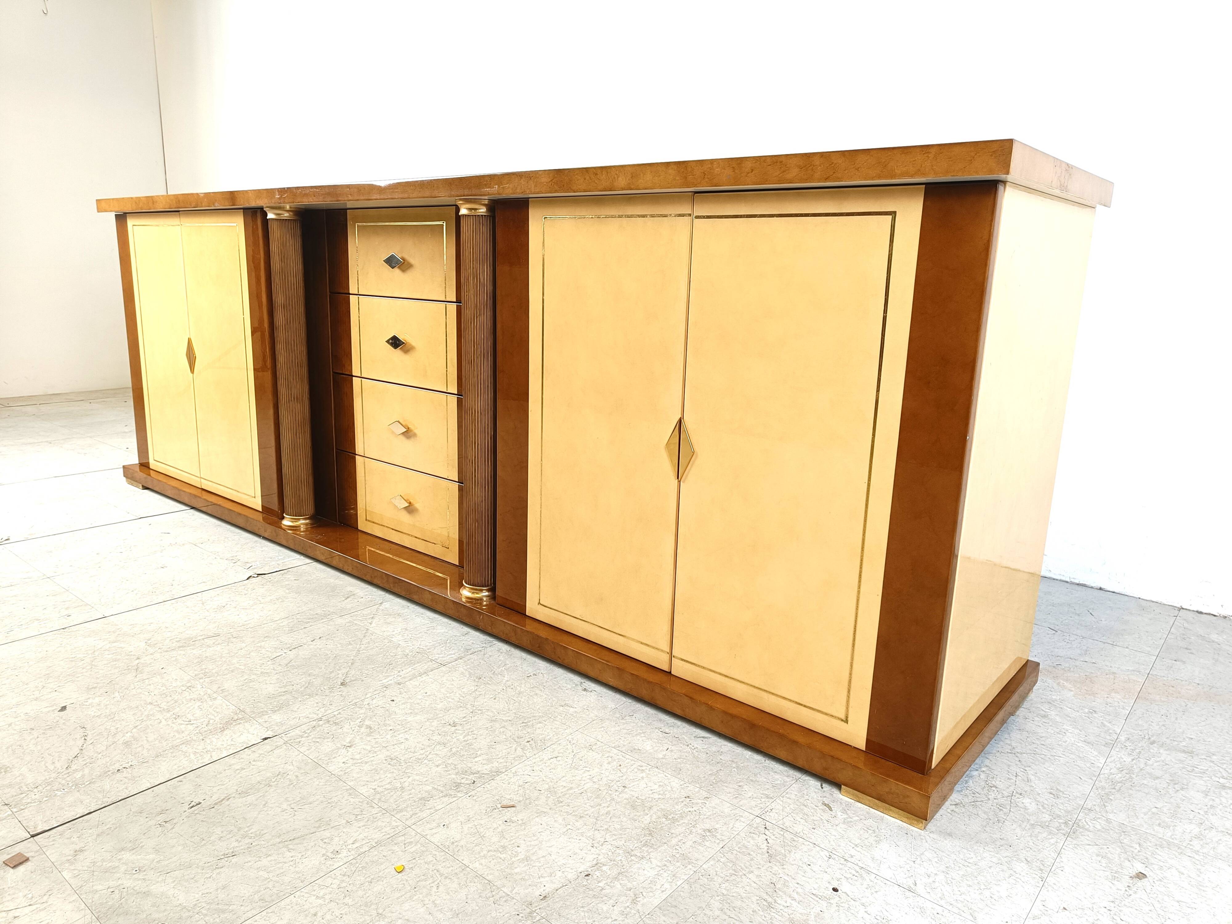Vintage lacquered goatskin credenza, 1970s