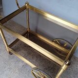 Serving rolling table golden aluminum ep 1970 vintage