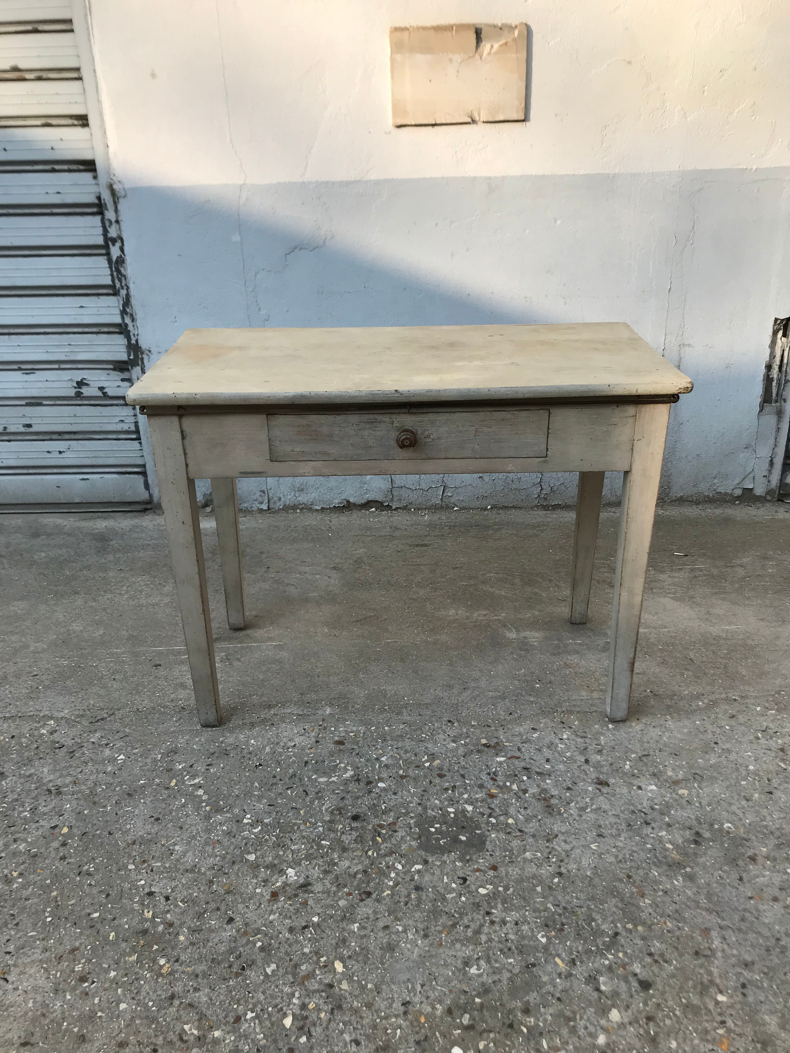 Pale green patinated wooden desk