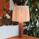 Brown ceramic lamp, raffia lampshade, 60s