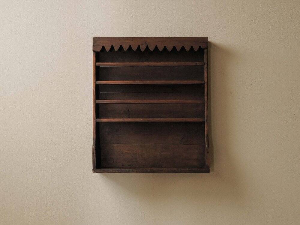 Solid wood wall shelf, Folk art, around 1900