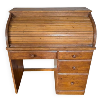 Cylinder Desk in Solid Pine - Careful Restoration - Bohemian Style