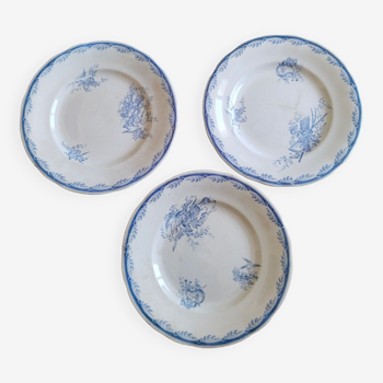 Earthenware dinner plates from Sarreguemines, Watteau, U & C, 1950s