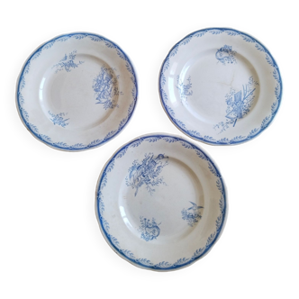 Earthenware dinner plates from Sarreguemines, Watteau, U & C, 1950s