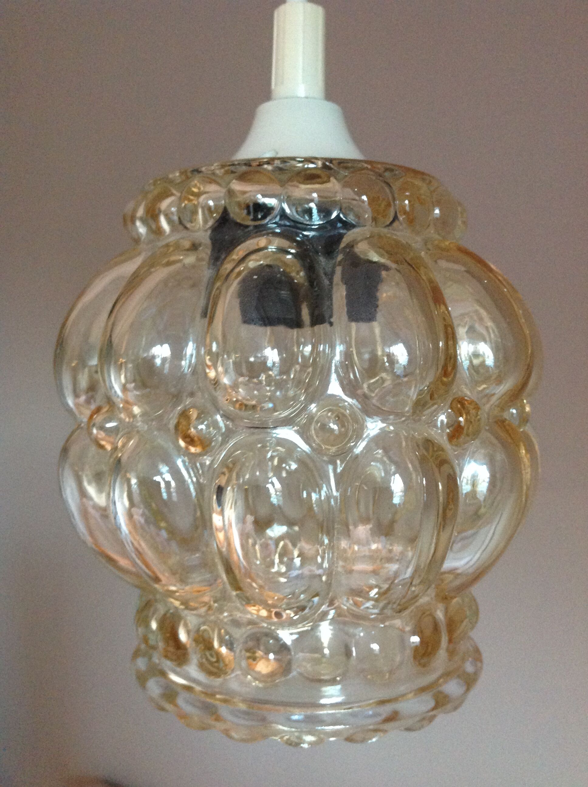 Amber bubbled glass walker / vintage 60s-70s