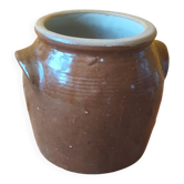 Brown glazed stoneware pot - antique glazed ceramic utensil holder