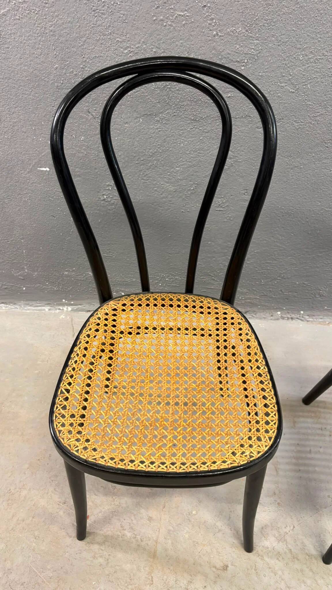 Pair of bentwood chairs, Vienna straw seats, 1960s, Poland
