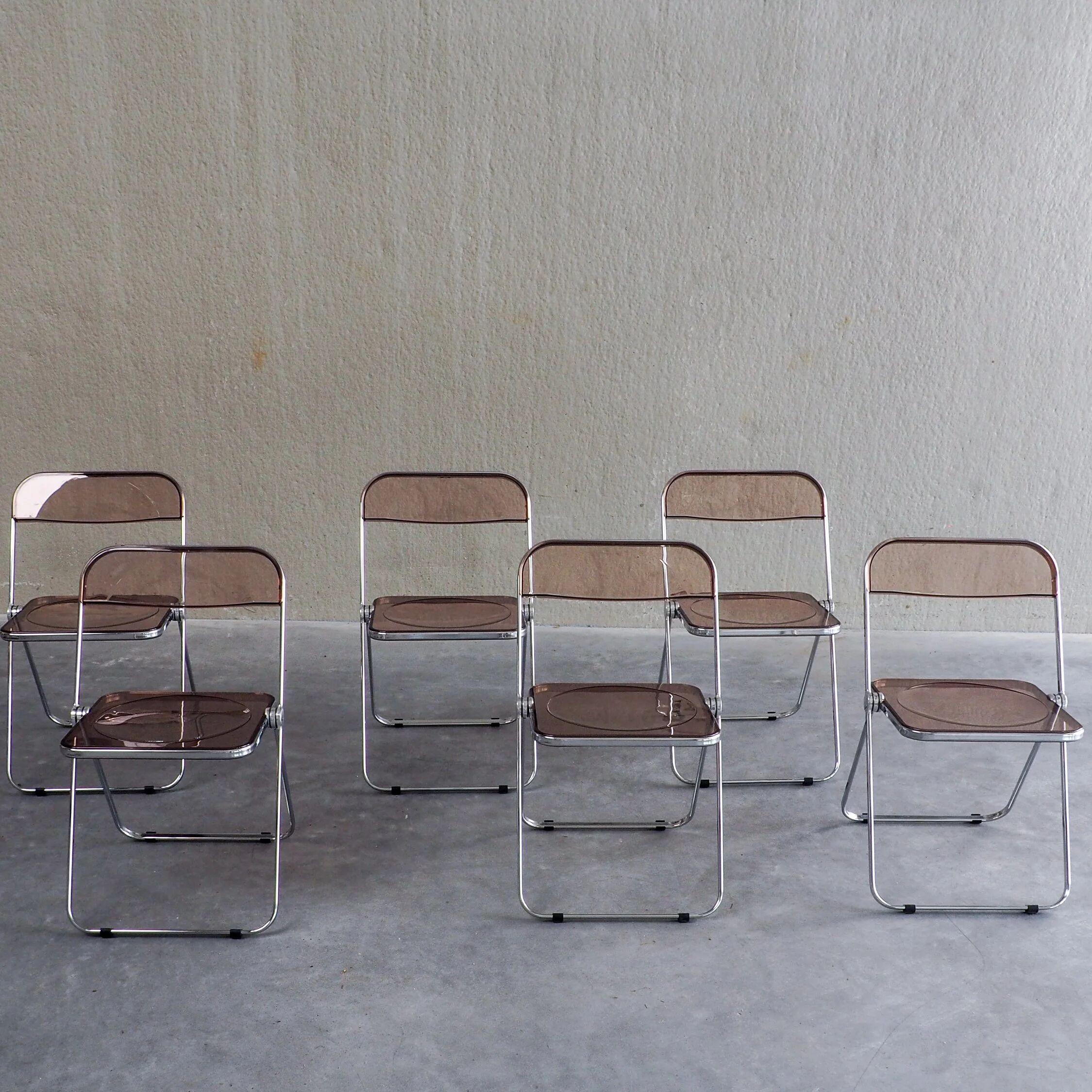 6 Plia folding chairs by Giancarlo Piretti for Anonima Castelli