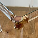 Bedside table, end table in plexiglass and glass, 1970