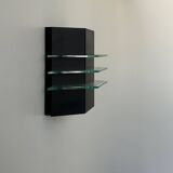 Vintage black metal and glass wall lamp, France 1980