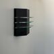 Vintage black metal and glass wall lamp, France 1980
