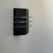Vintage black metal and glass wall lamp, France 1980