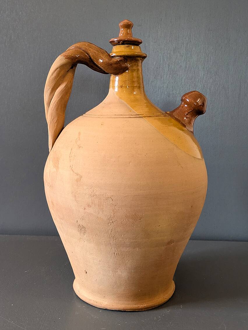Large traditional jug / Antique terracotta plunger, 35cm high