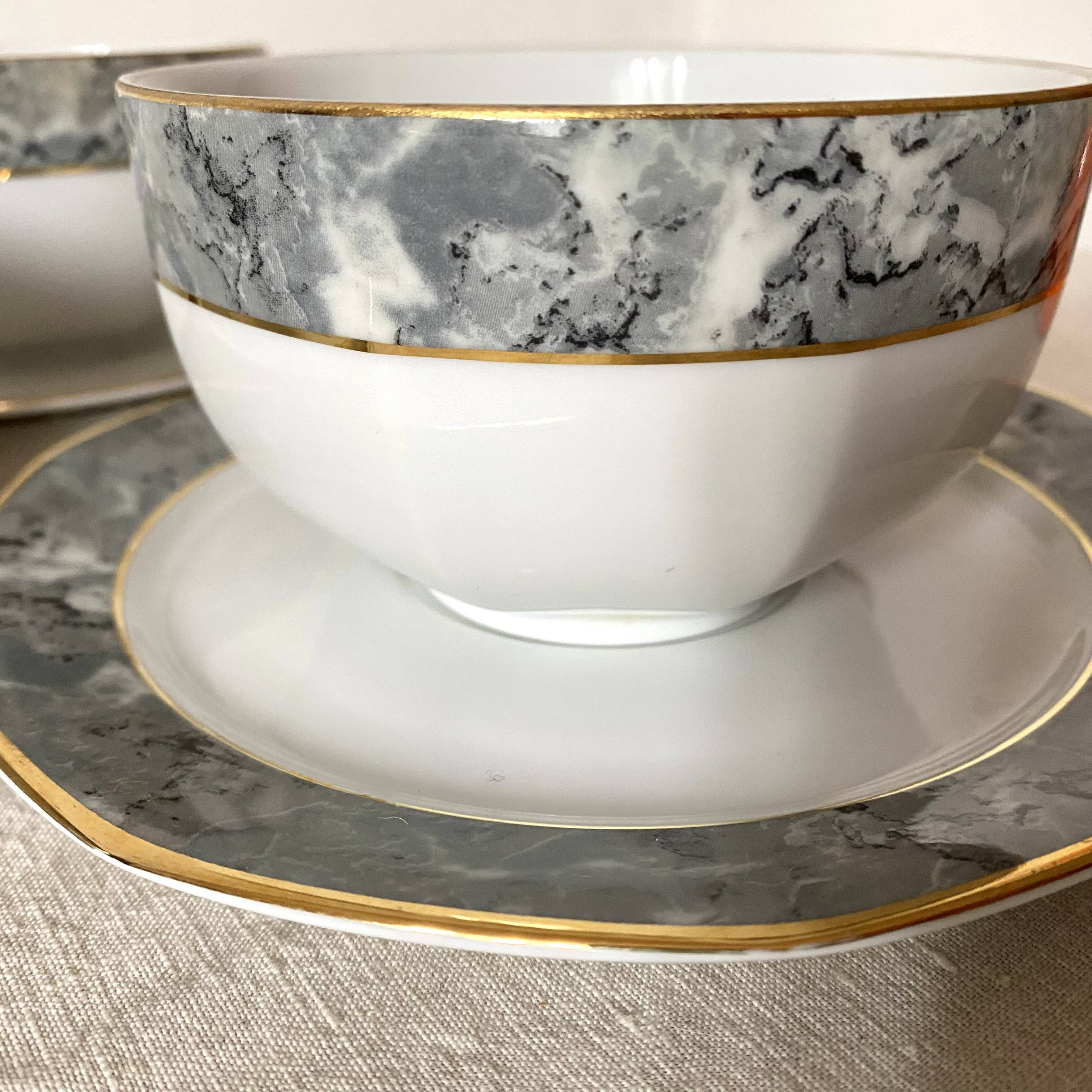 Large 80s model cups, marbled effect, Winterling Bavaria