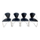 Set of 4 Linda armchairs by Arrben, black leather, chrome steel frame
