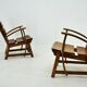 Paire de fauteuils lounge brutalistes en chêne massif par Dittmann & Co., 1970s