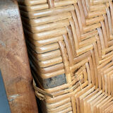 Set of 4 woven rattan armchairs, colonial style, 1950s