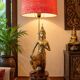Unique and monumental Siamese bronze lamp from the 19th century, Thailand, 76 stamped.