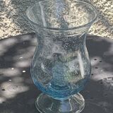 Tealight holder, blown glass candle holder, blue from the Biot glassworks